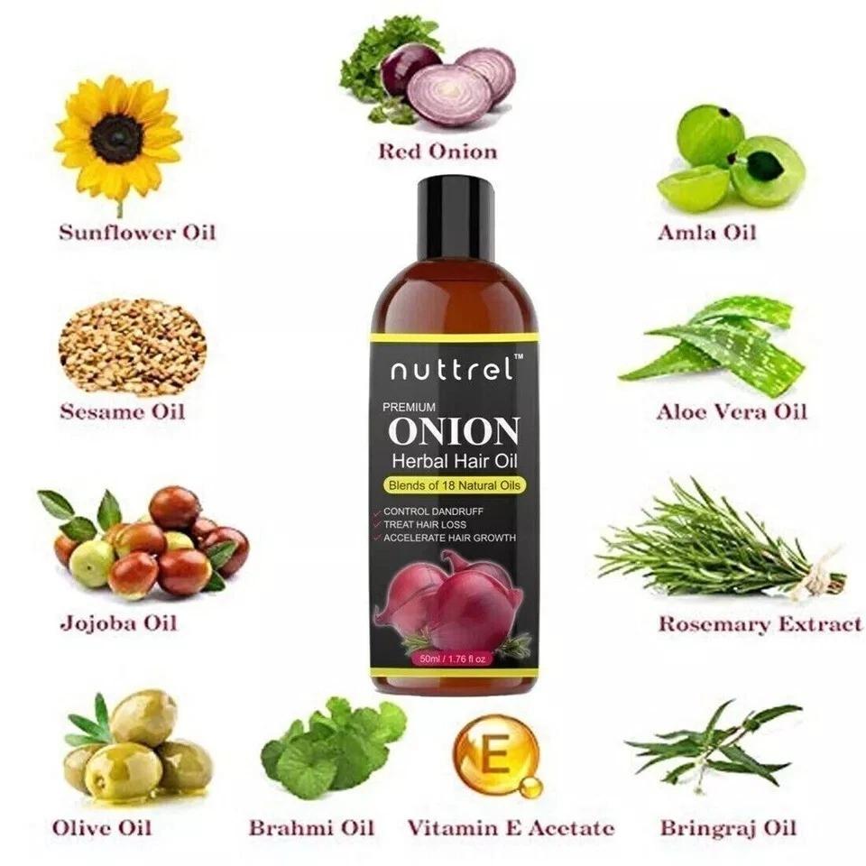 Hair Treatment Oil with Red Onion 50ml | Oil blends of Black Seed, Pure Argan, Sandalwood & Rose | For Rapid Hair Growth