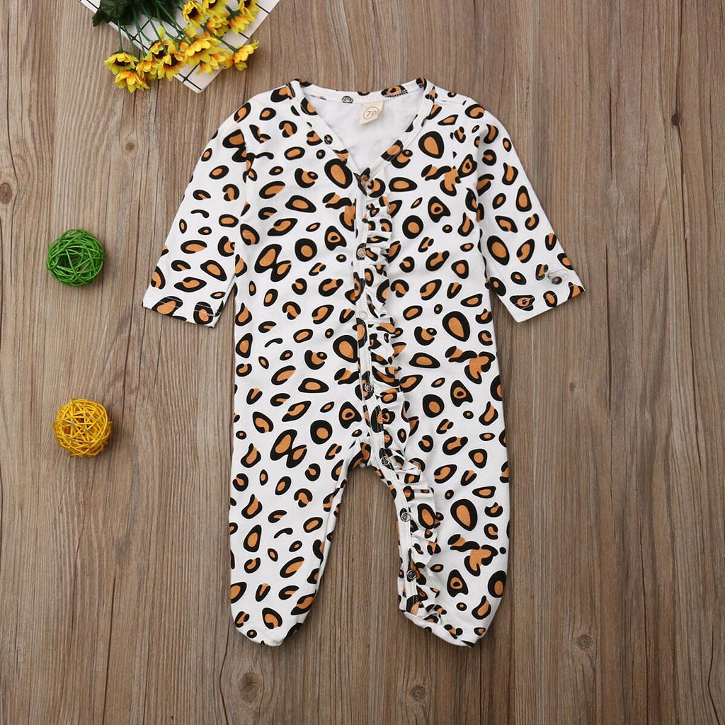 Buy Infant Baby Girl Boy Leopard Print Romper Jumpsuit Outfits at