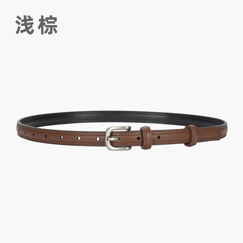

Leather Women S Small Belt Jeans Belt Fine Decorative Style Retro Simple Belt 105cm