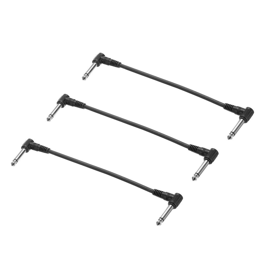 uxcell Patch Cable TRS 6mm Right Angle Black 3pcs