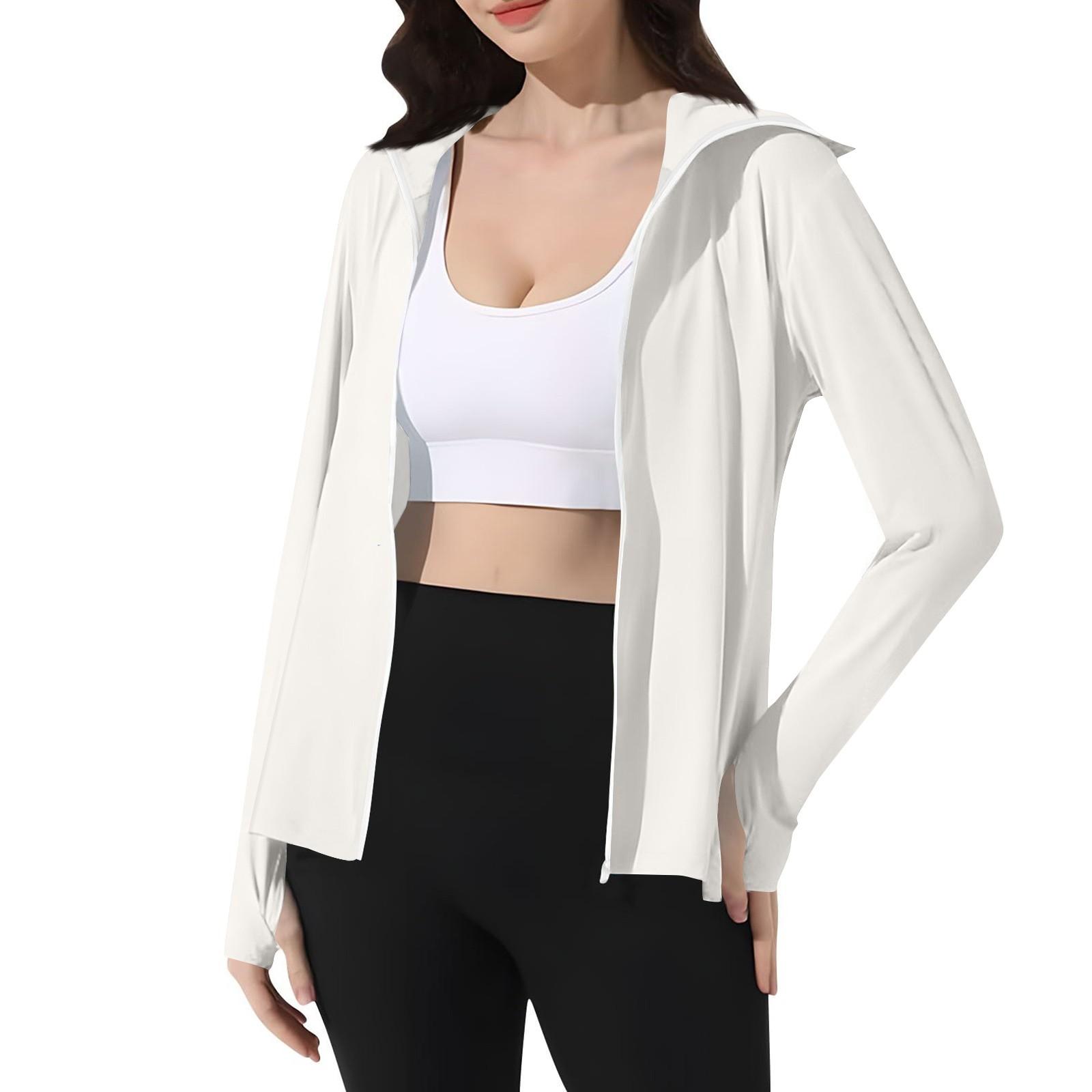 

Женская однотонная куртка от солнца из ледяного шелка с капюшоном, легкая, с длинным рукавом XXL белый