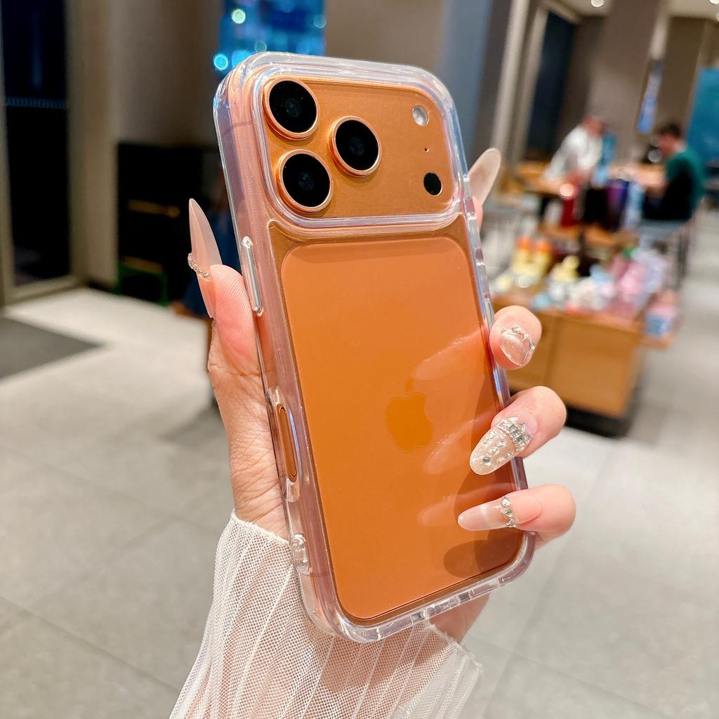 Transparent Acrylic Phone Case For For Iphone 17 16 1 14 13 Pro Max Alloy Button Shockproof Clear Hard Protect Cover