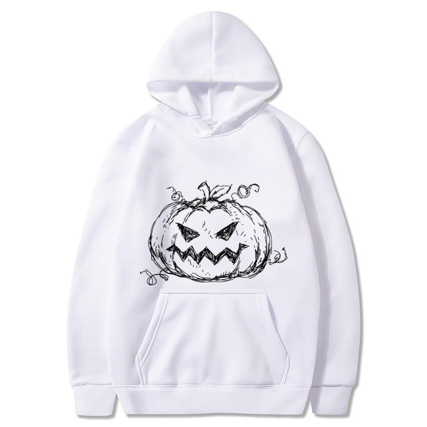 Halloween Autumn Winter Big Pumpkin Printed Hoodie Men's Fashion Warm Sweatshirt Casual Street Wear Warm Hoodie Gift