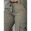 Women'S Casual Olive Green Cargo Pants - Long Length, Drawstring Waist, Multiple Pockets, All-Season Comfort, Casual Attire|Drawstring Waistband