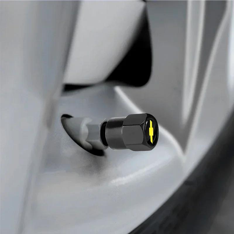 4PCS Chrome Aluminum Anti-Lost Tire Valve Caps Compatible Chevrolet Colorado Cruze Spark Captiva Malibu Trax Aveo Camaro