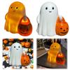 2025 Halloween Ghost Statue Resin Horror Halloween Ornament Ghost Pumpkin StatueHalloween Decorative (with Light/no Light)