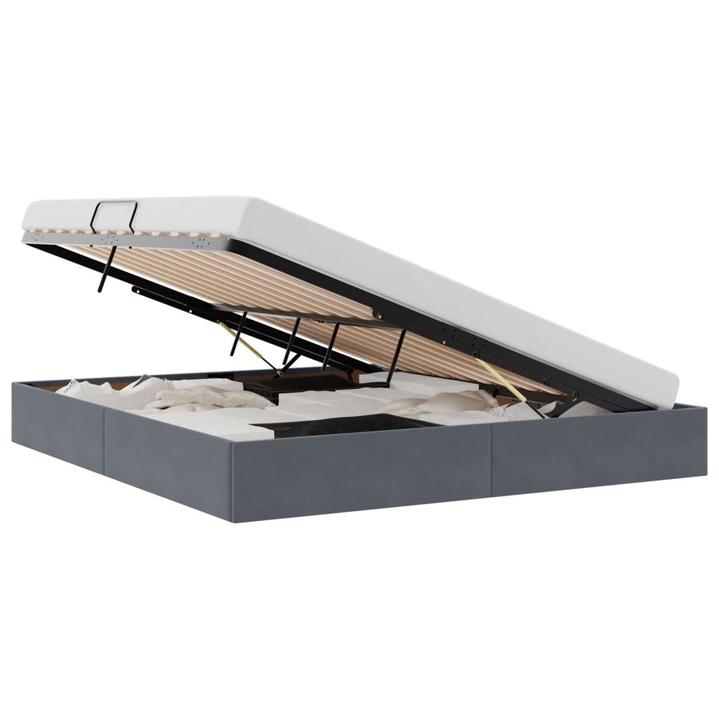 Ottoman Bed Frame with Storage Dark Grey 180 x 200 cm Velvet