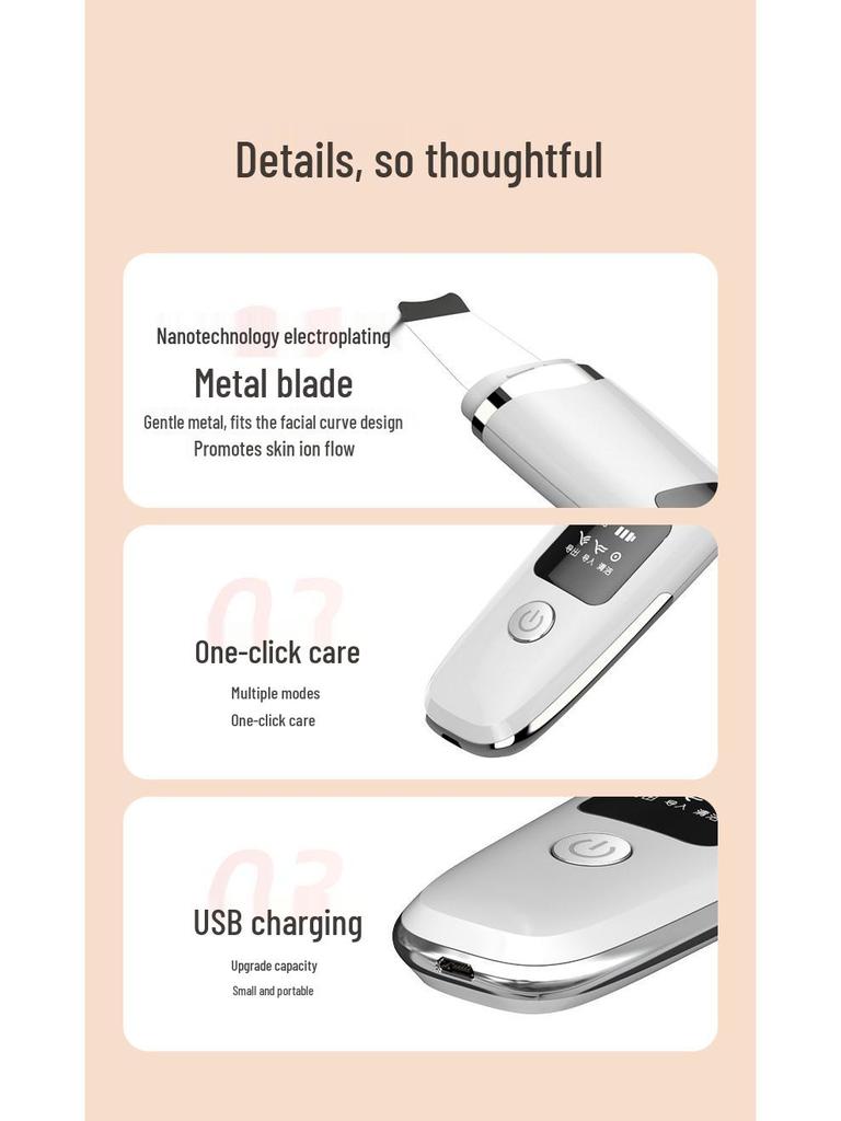 Ultrasonic Skin Scrubber & Blackhead Remover: Beauty Instrument for Facial Pores, Blackhead Suction, and Skin Peeling.