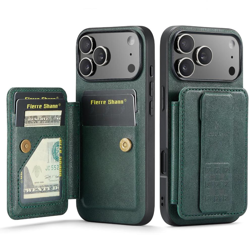 Phone Case for iPhone 18 Pro Max 17 Air 16e 17e 16 Plus 15 Pro 14 13 12 11 WristBand Card Holder Bracket Magnetic Leather Cover