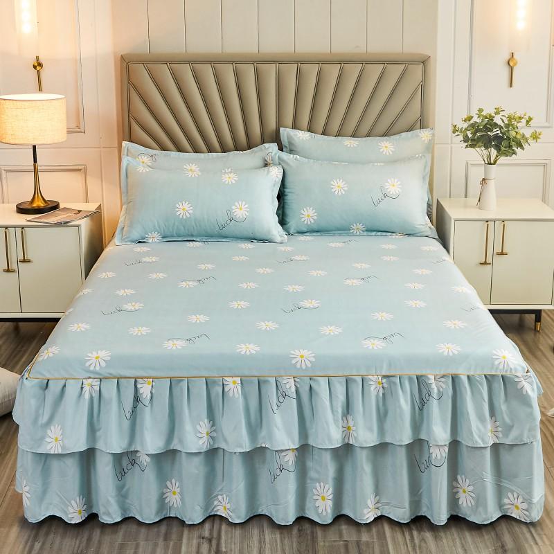 Floral Style Bed Skirt Women/Girls Room Bedspread Skirt Style Bedsheet Falda De Cama Home Bed Cover (Pillowcase Need Order)