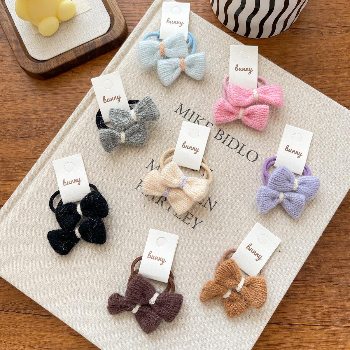 

Корейські солодкі макаронні кольори гумки для волосся з бантиками для дівчаток бежевий