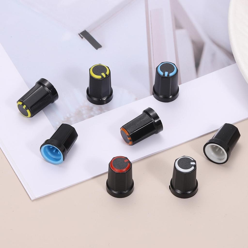 Uxcell Shaft Hole Knobs for Guitar Fit Potentiometer for Chrome 10-Pack 6mm/0.24" Amps, Push-On Knobs, Control, Yellow, Volume/Tone Control,