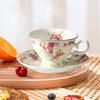 Ceramic Coffee Cup and Saucer Set Afternoon Tea 180ml Multifunctional Gift for Wife Daughter