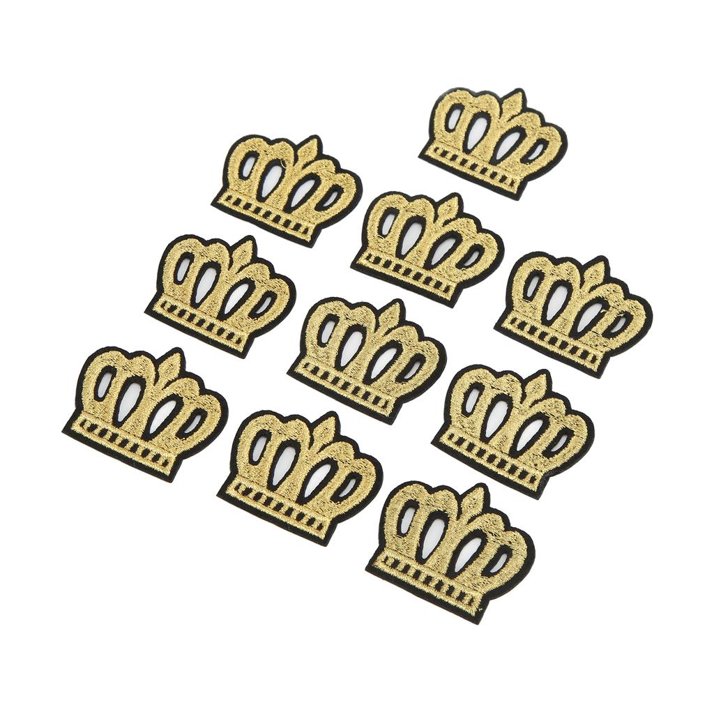 10Pcs Crown Embroidered Patch Shading Blemishes Damage Golden DIY Crown Patch for Clothes Handbags