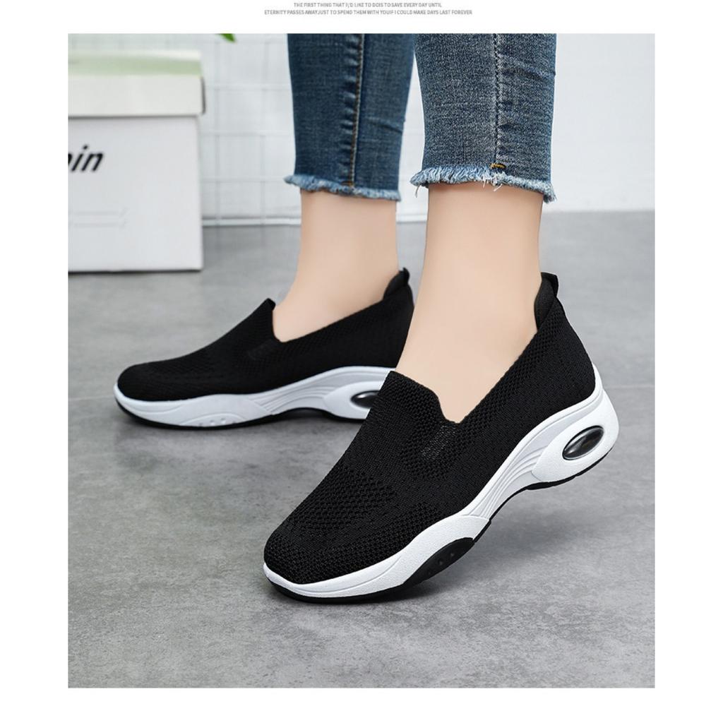 Shoes Women's Spring and Autumn, Thick-soled Flyknit Shoes, Casual Stirrups Heightening Shoes