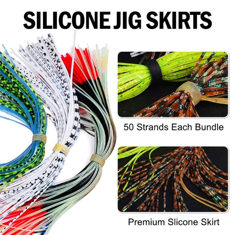 30 Bundles Silicone Jig Skirts 50 Strand/Bundle Squid Silk Skirt Tying Materials Spinnerbaits Buzzbaits Jig Squid Skirt