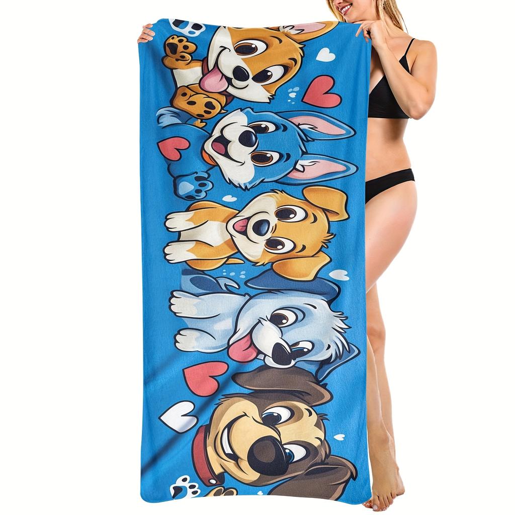 Funny Cartoon Dog Beach Towel - Cute Puppy Print, Animal Lover Gift, Summer Swim, Quick Dry, Multiple Sizes