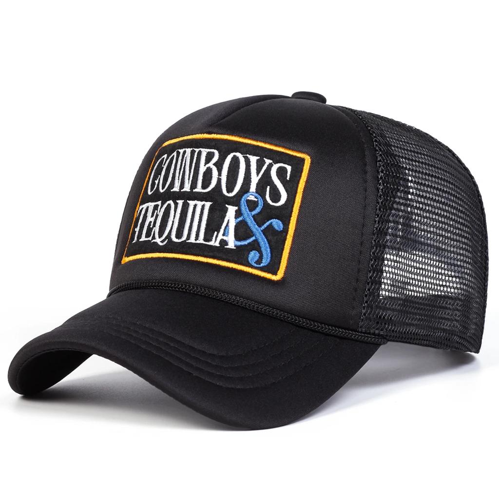 Unisex Cowboys Tequila Letter Embroidery Baseball Net Caps Spring Autumn Outdoor Adjustable Casual Hats Sunscreen Hat Sports Cap
