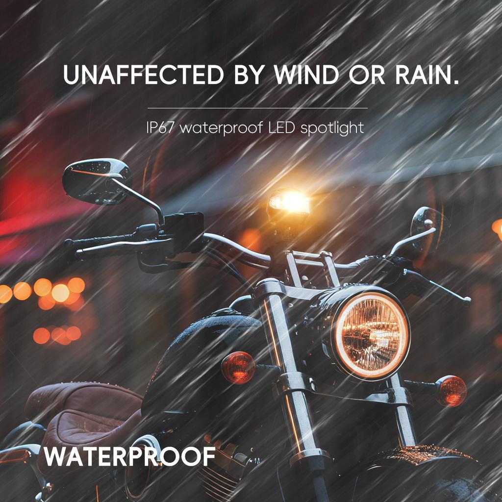 Motorcycle LED Spotlight 50W Headlight  Hi/Lo Beam Lamp 12V-80V Fog Light DRL Driving Running Light 50W Dual Color White Yellow