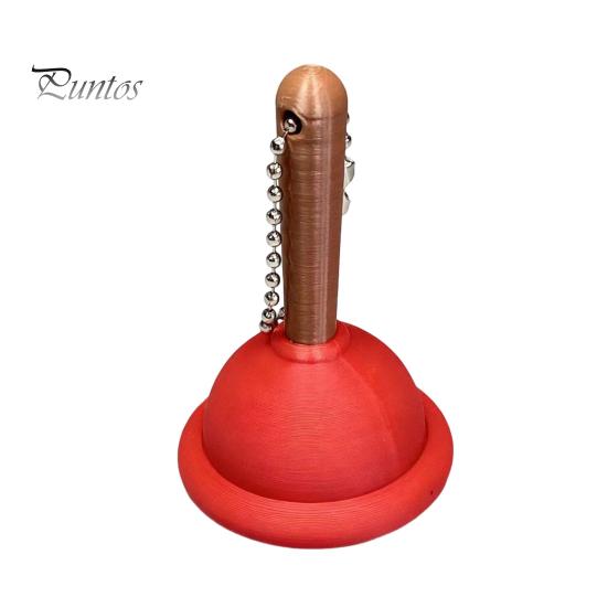 Small Plunger Clicker Mini Toilet Keychain, 3D Printed Finger Stress Relief Keychain Toy, Backpacks Handbag Purse Charm, Gag Gift Press Toy