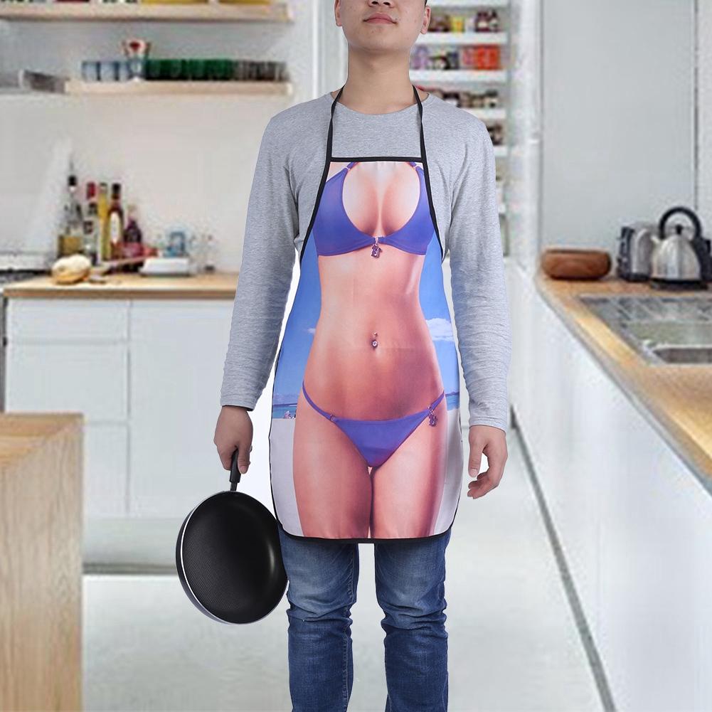 3D Funny Cooking Apron Sexy Man Woman Apron Waterproof Apron