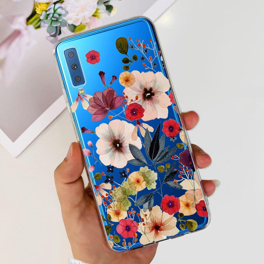 For Cover Samsung Galaxy A7 2018 Case New Fashion Flower Bumper Soft Silicone Phone Case For Samsung A7 2018 A750 SM-A750F Coque