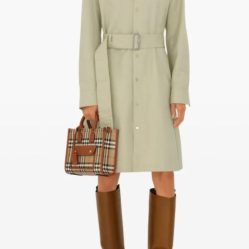 Burberry Freya Letter Embossed Logo Tote Bag Women Tote Bags Brown 81097931