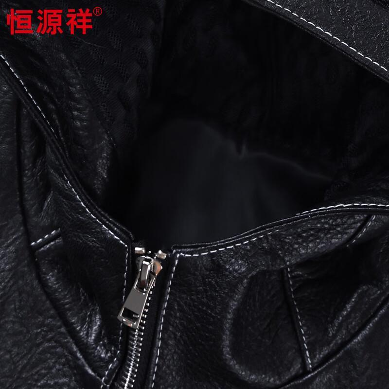Hengyuanxiang Men's Hooded Genuine Leather Jacket