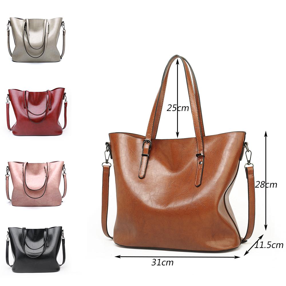 Women's Shoulder Bag Fashion Oil Wax Leather Diagonal Large Capacity Tote Bag