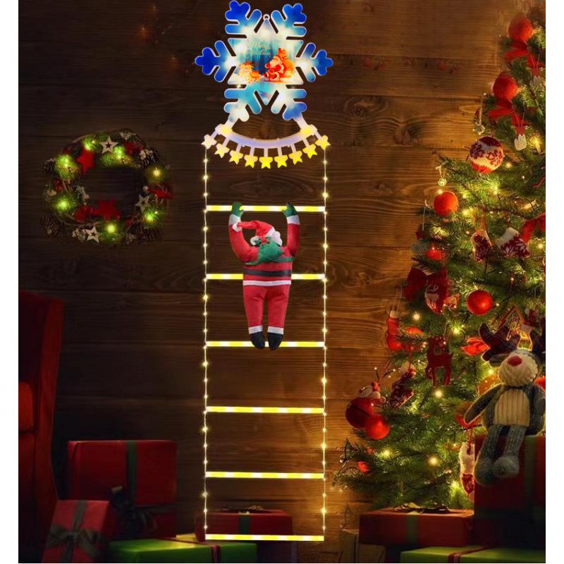 Christmas LED Santa Climbing Stair Lights with Wall Decorations