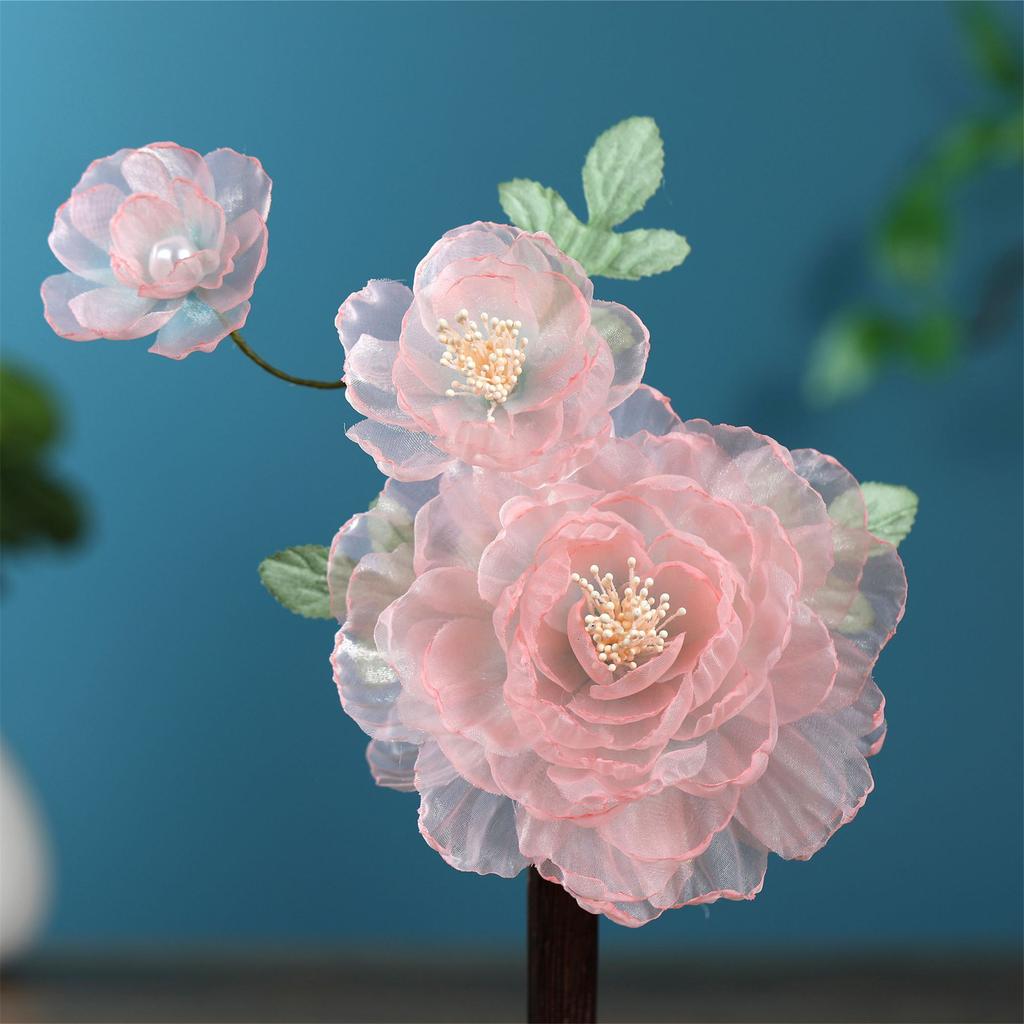 Flower Hair Clips Forks Chinese Hanfu Hair Accessories for Women Hairpin Fork Handmade Vintage Wedding Hair Jewelry Retro Crowns for Girl and Women