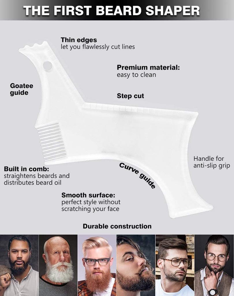 Men Beard Shaping Tool Stencil Template Comb Lightweight Flexible All-In-One Grooming