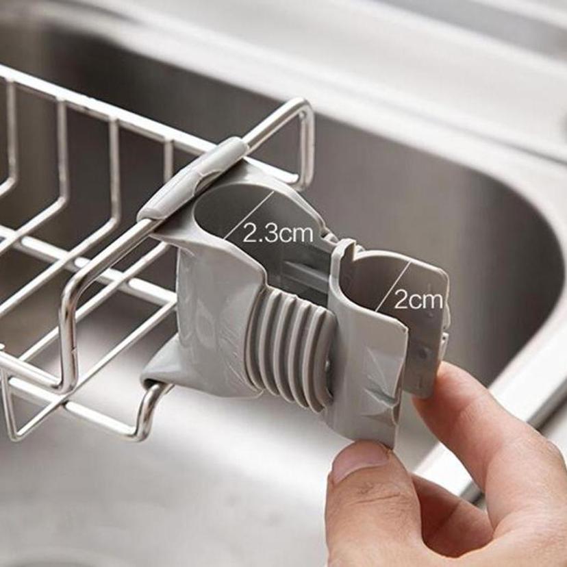 1 Pcs Kitchen Sink Faucet Shelf Stainless Steel Sponge Holder Adjustable Sink Faucet Dishcloth Towel Storage Rack