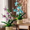 Non-Toxic New Orchid Building Blocks Bouquet Flower Rose Plant Pink Blue Bricks Kid Model Assembly Toys Christmas Valentine'S Day Gift