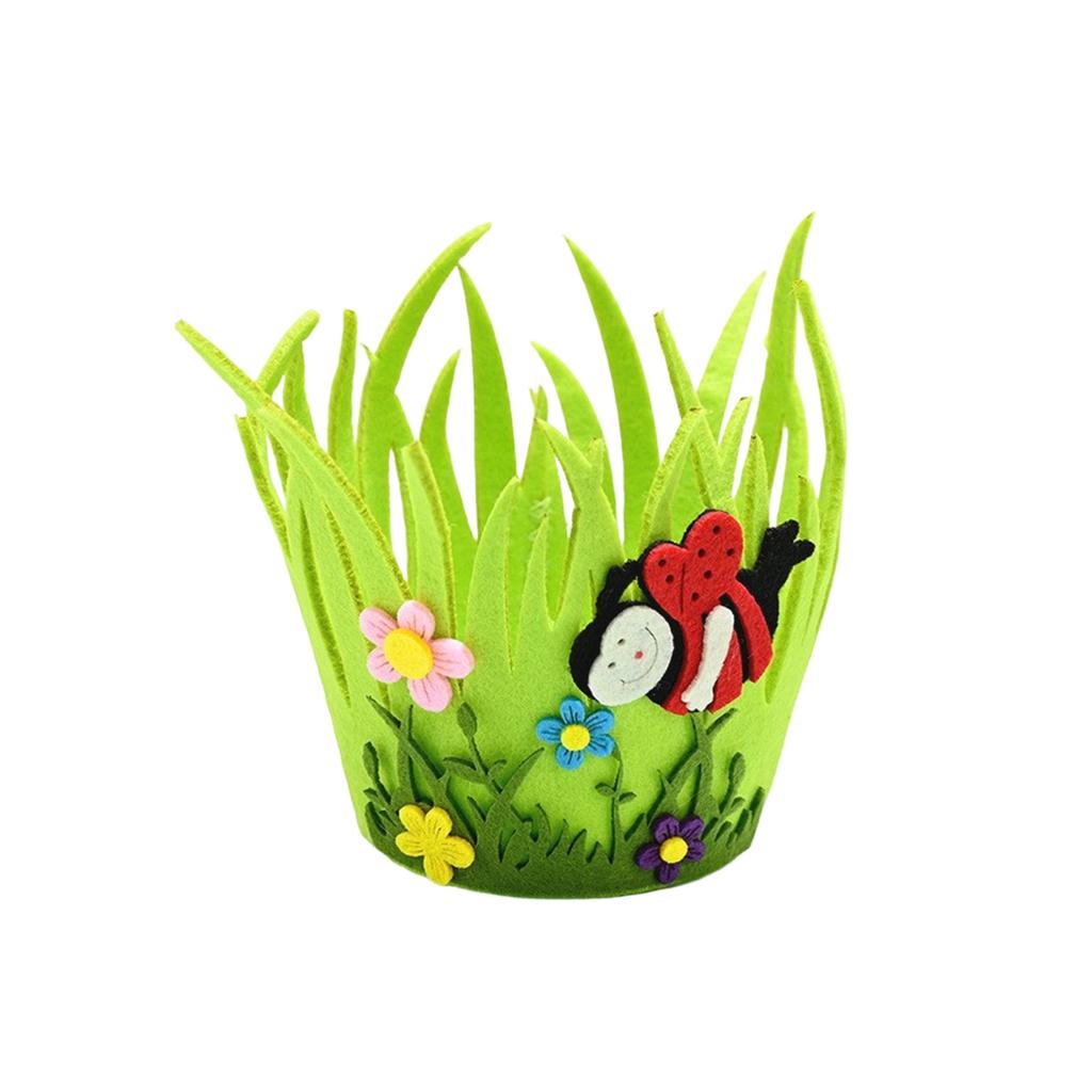 Easter Decorations Non-woven Fabric Round Egg Basket Easter Decorative Ornament
