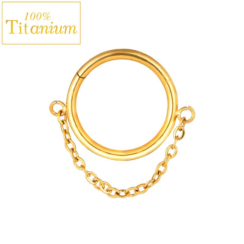 G23 Titanium Nose Rings Hinged Septum Clicker Segment Ear Tragus Cartilage Helix Daith Lip Body Piercing Jewelry Golden Earrings