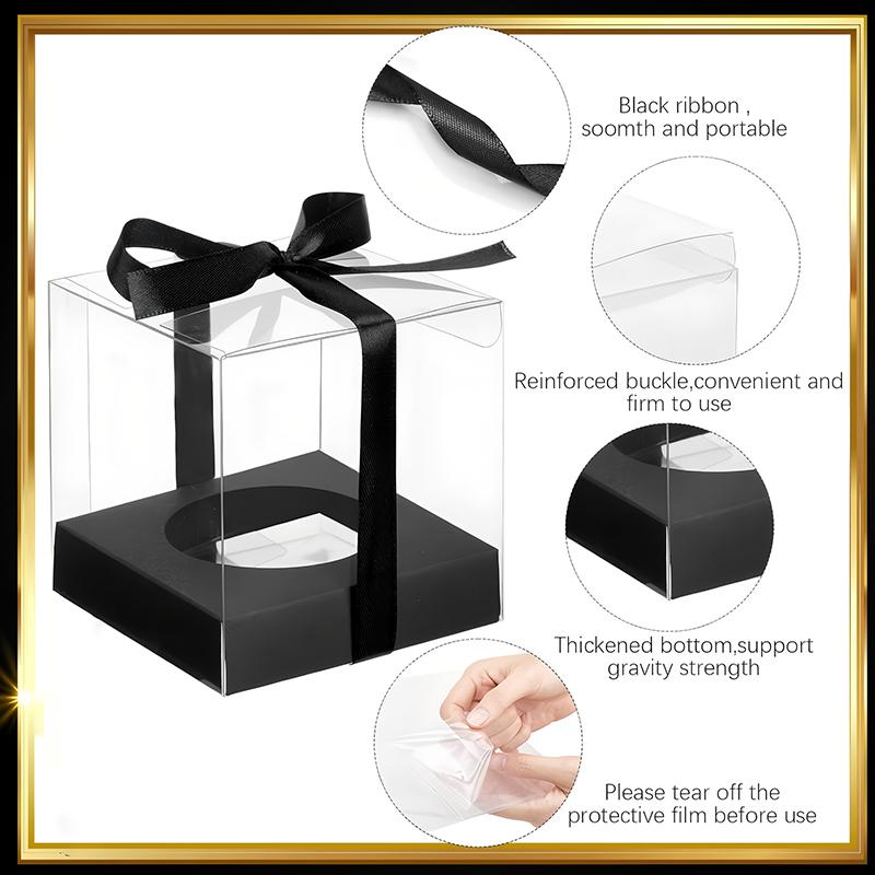 WTEMPO DIY Foldable Clear Gift Boxes with Ribbons for Wedding Favors Birthday Gifts and Festive Party Supplies Transparent Plastic Packaging Boxes