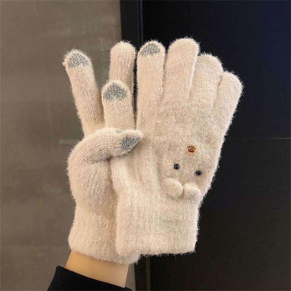 Verdickte Gestrickte Fäustlinge Touchscreen Alle Finger Handschuhe Warme Handschuhe für Outdoor Radfahren Fahren