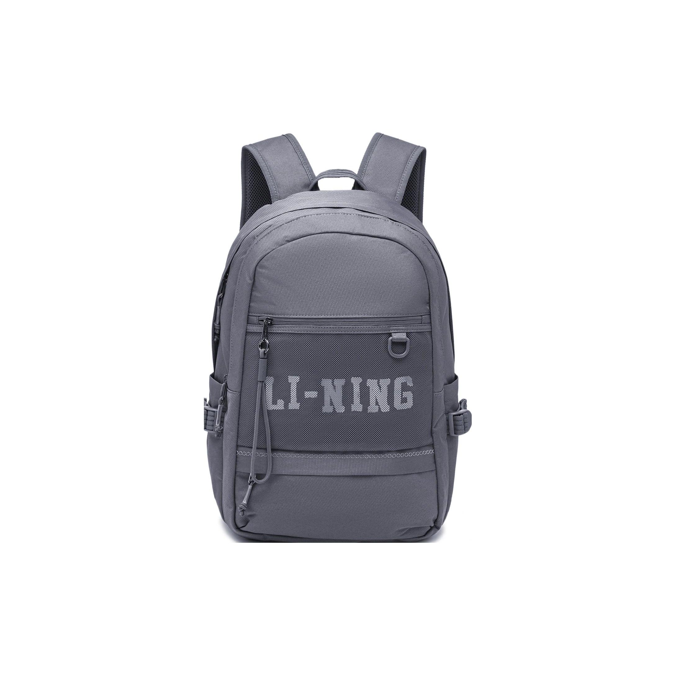 Li Ning Sports Lifestyle Series 2023 New Sports Casual Zipper Adjustable Shoulder Strap Backpack Unisex Backpack Gray ABST157-1 Gray