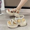 8CM Riemchen mit Kreuzmuster Keilabsatz Sandalen Frau Sommer Bling Klobige Plateau Slingbacks Damen Hausschuhe Dicke Sohle Pantoletten Zehentrenner