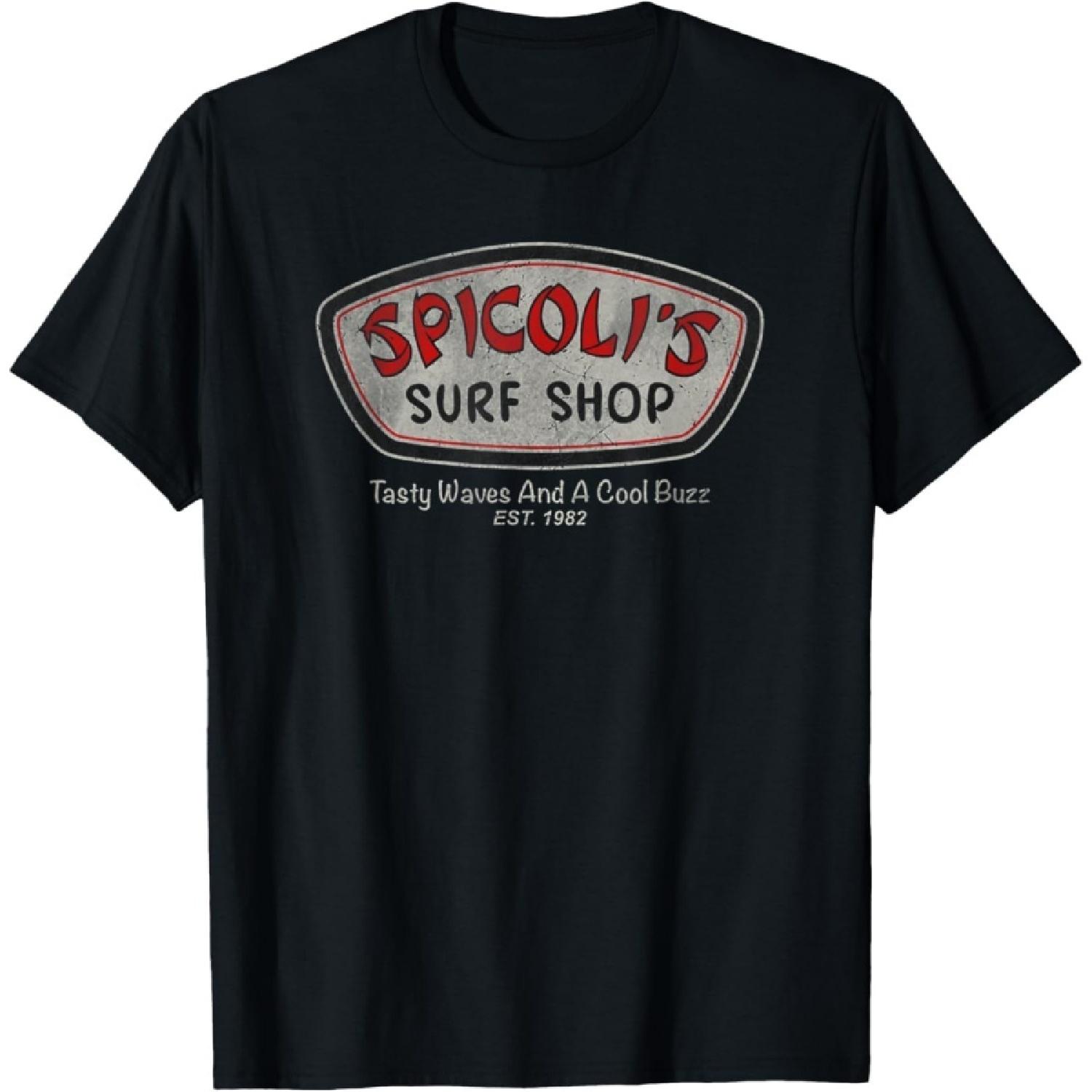 Huyarin Retro Vintage Spicolis Surf Shop Tasty Waves and A Cool Buzz T-Shirt S