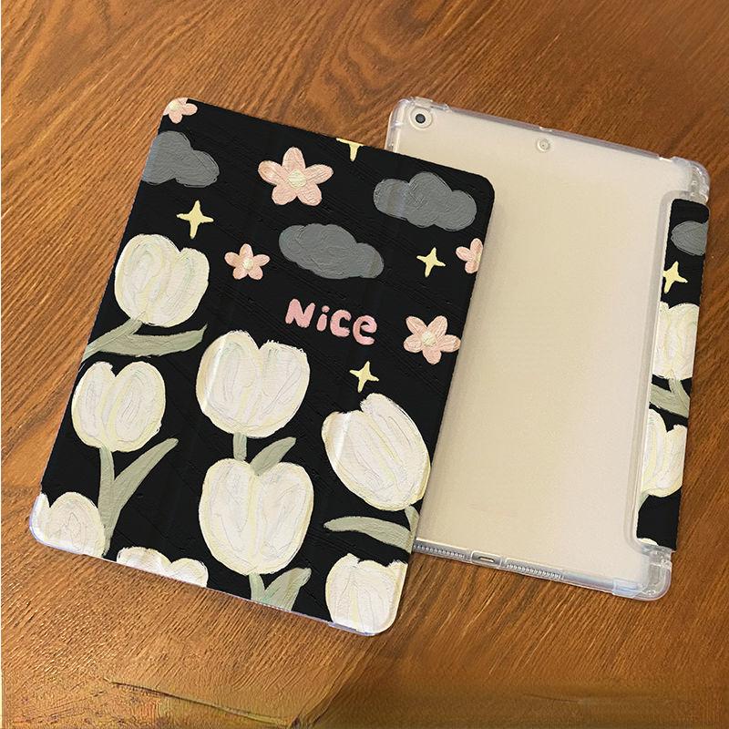 

Для iPad Air 4/5 10,9 дюйма 2021 Pro 11 Pro12.9 2021 iPad 10,2(Магнитный смарт-откидной чехол Gen 9/8/7/Mini 6/Pro 11/Pro 12,9, картина маслом «Тюльпан» iPad 2018/17 Gen6/5