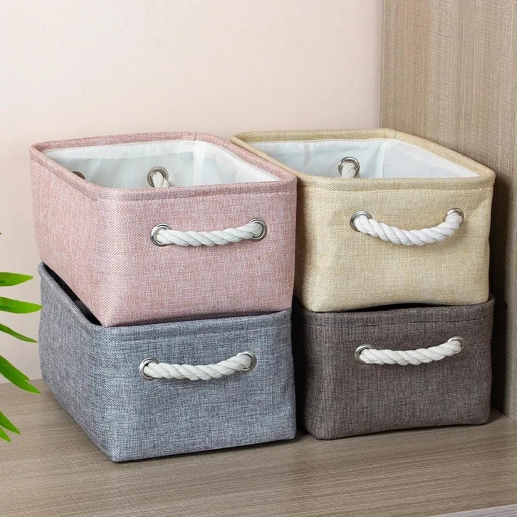 Folding Storage Baskets Kids Toys Organizer with Handle Clothes Sundries Storage Box Bucket Cabinet Storage Bag Laundry Basket