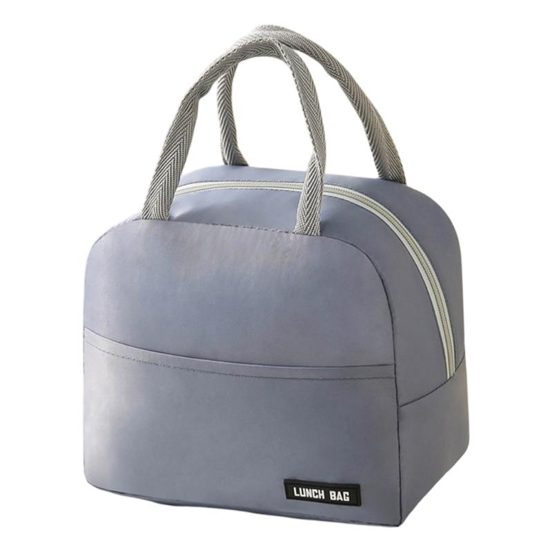 Stylish Insulated Lunch Bag Solid Color Casual Lunch Box Cooling Handbag for School Office or Outdoor Adventures