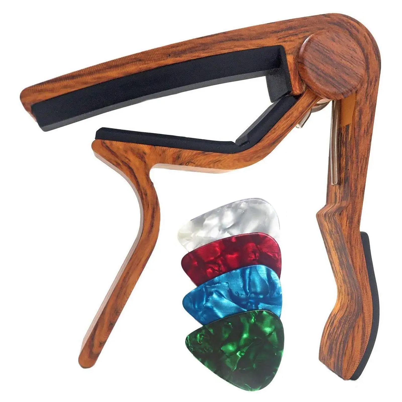 

Гитарный каподастр-триггер, быстросменный зажим для ключей, акустический тон, 2 шт. с 8 бесплатными медиаторами розовый лес