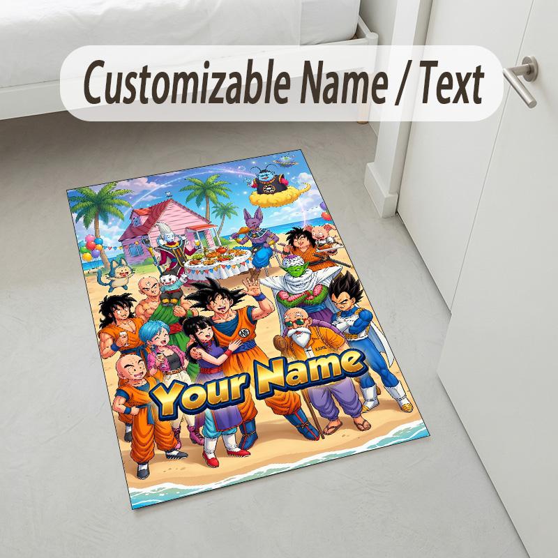 Personalized Crystal Velvet Carpet,Dragon Ball Custom Printed Name, Plush Area Rug For Home Indoor Decor