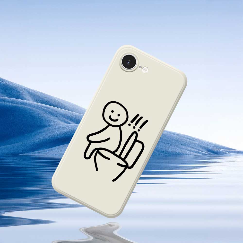 For iPhone 16e Case Sitting on the Toilet Pattern Printing Straight Edge TPU Phone Back Cover