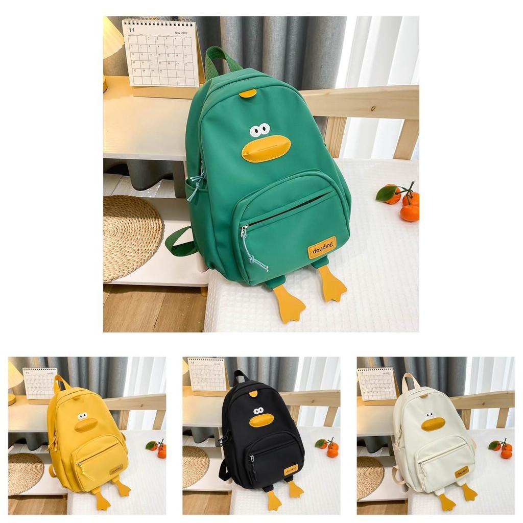 Cute Duckling Backpack Cartoon Boys And Girls Zipper Bag Nylon Printed Versatile