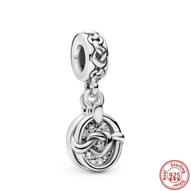 925 Sterling Silver Heart Circular Animal Beads Original  Charm Bracelet For Women DIY Fashion Silver 925 Jewelry Making