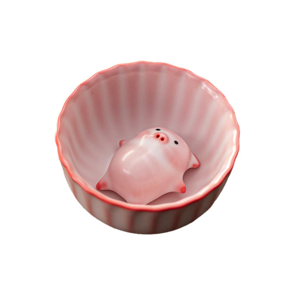 Bubble-Blowing Pig Tea Pet Celadon Glaze Teacup Creative Gongfu Tea Set Ceramic Novelty Porcelain Incense Cup Unique Gift